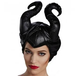 Хэллоуин косплей Maleficent ведьмы рога шляпа головные уборы маска головные уборы шлем вечерние Black queen