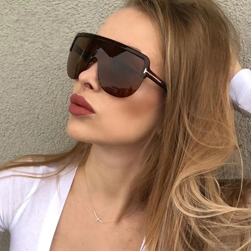JASPEER негабаритных солнцезащитных очков для женщин Роскошные половина рамки плоский верх градиентные зеркальные солнцезащитные очки UV400 Мужские солнцезащитные очки