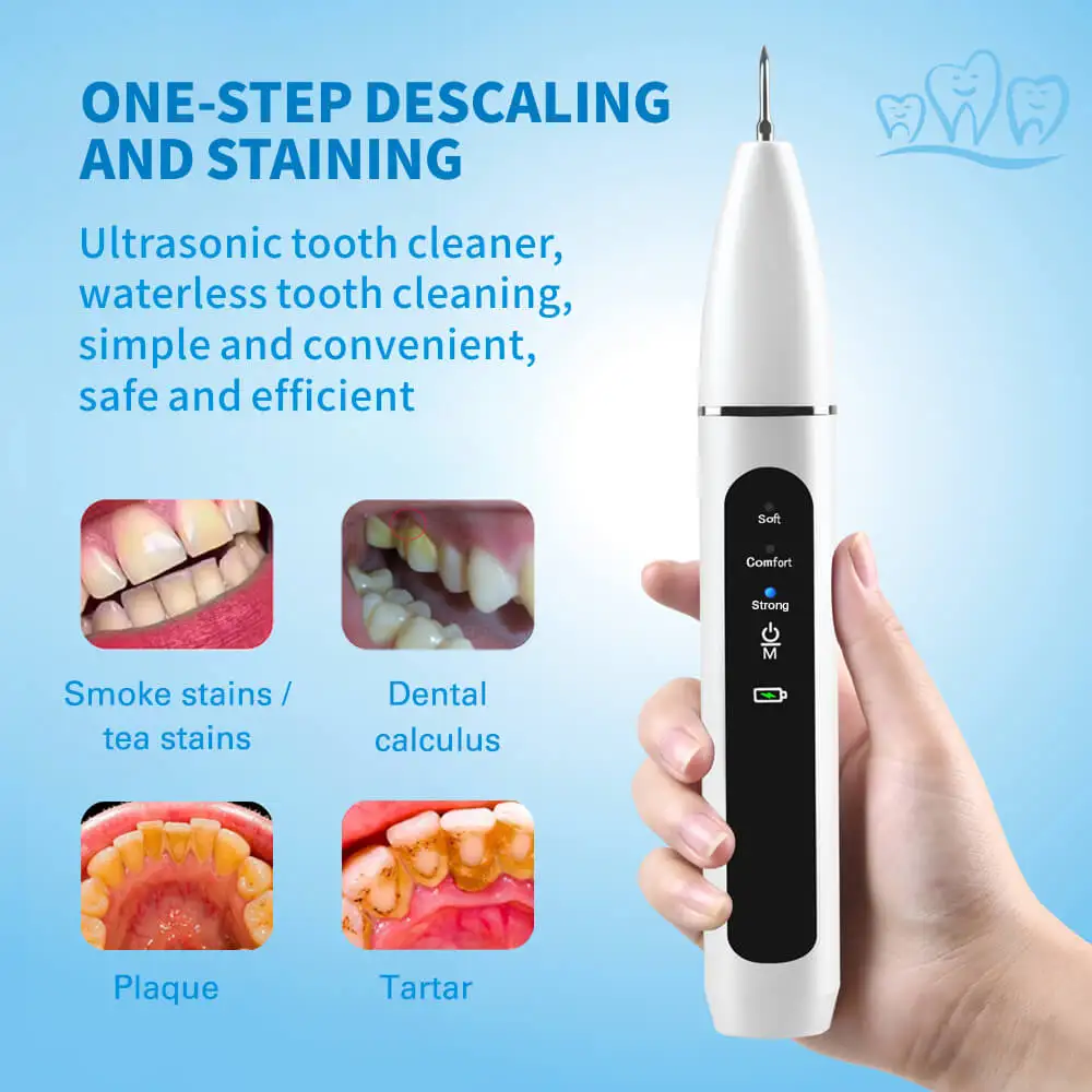 Azdent Home Ultrasonic Calculus Remover Dental Scaling Electric Portable Scaler Sonic Smoke Stains Tartar Plaque Teeth White
