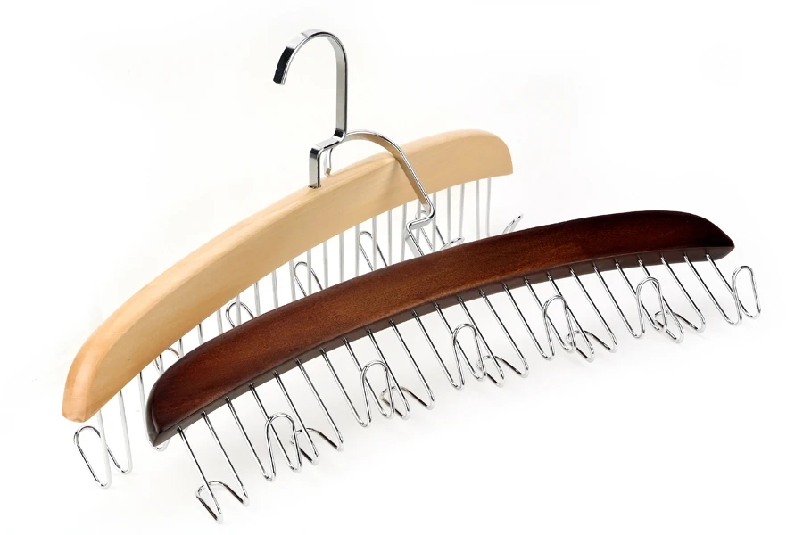 2PCS Multifunction Wood Belt Organizer Tie Scarf Rack Hanger Metal Hook Wardrobe Closet Organizer Storage Organizer Armadio