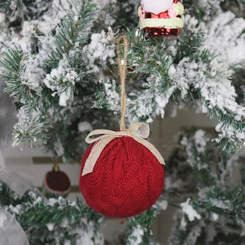 

New Year Christmas ornaments 8cm 1x Chic Decoration Ball Fashion Christmas knitted ball Hanging Ball