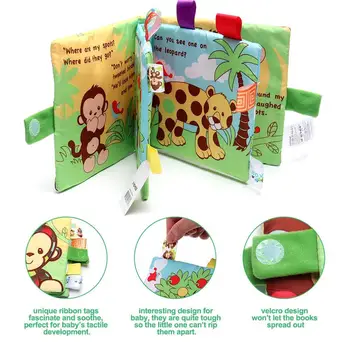

4Pcs/Set Baby Cloth Book Toy 3D Animal Baby Cloth Books Rustling Sound Activity Learning Toy For 6-12 Months Baby