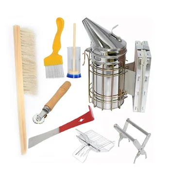 

8PCS Beekeeping Bee Hive Smoker Heat Shield Protection Scraper Queen Catcher Equipment Apiculture Tools Set