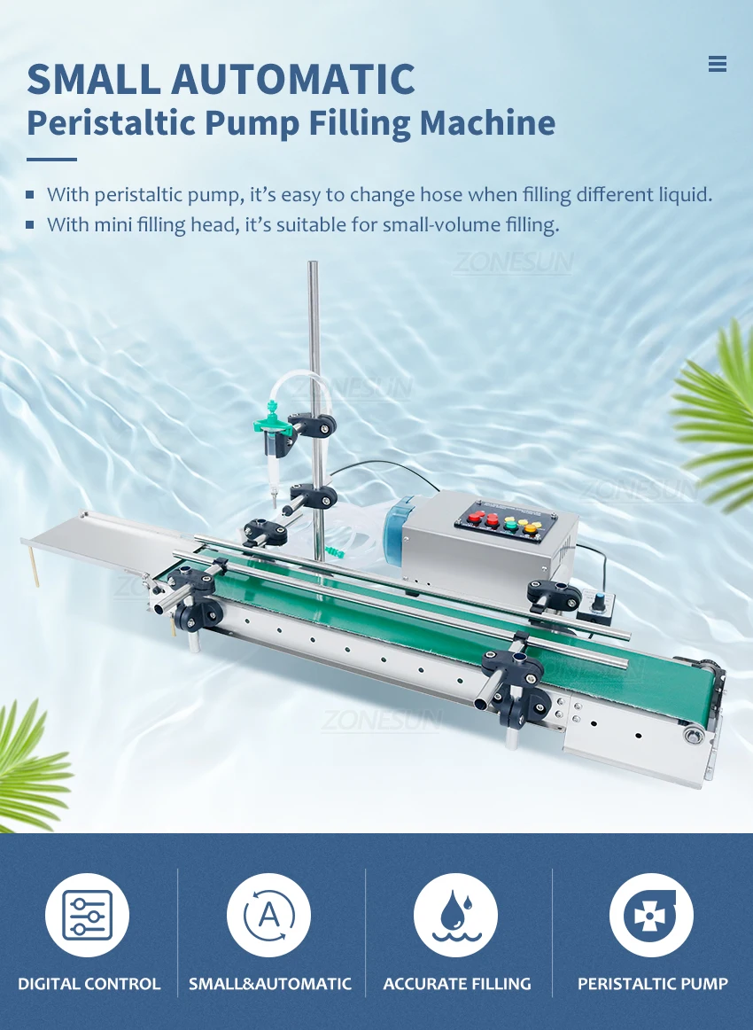 ZONESUN ZS-DTPP100C Máquina de enchimento de líquido com bomba peristáltica de cabeça única inteligente