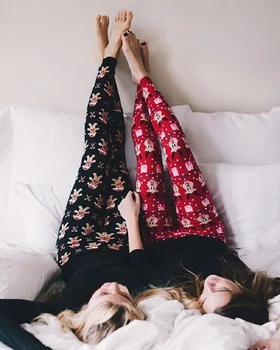 

2020 Fashion Women Pants New Winter Warm Christmas Snowflake Pajamas Leggings Cotton Skinny Pants