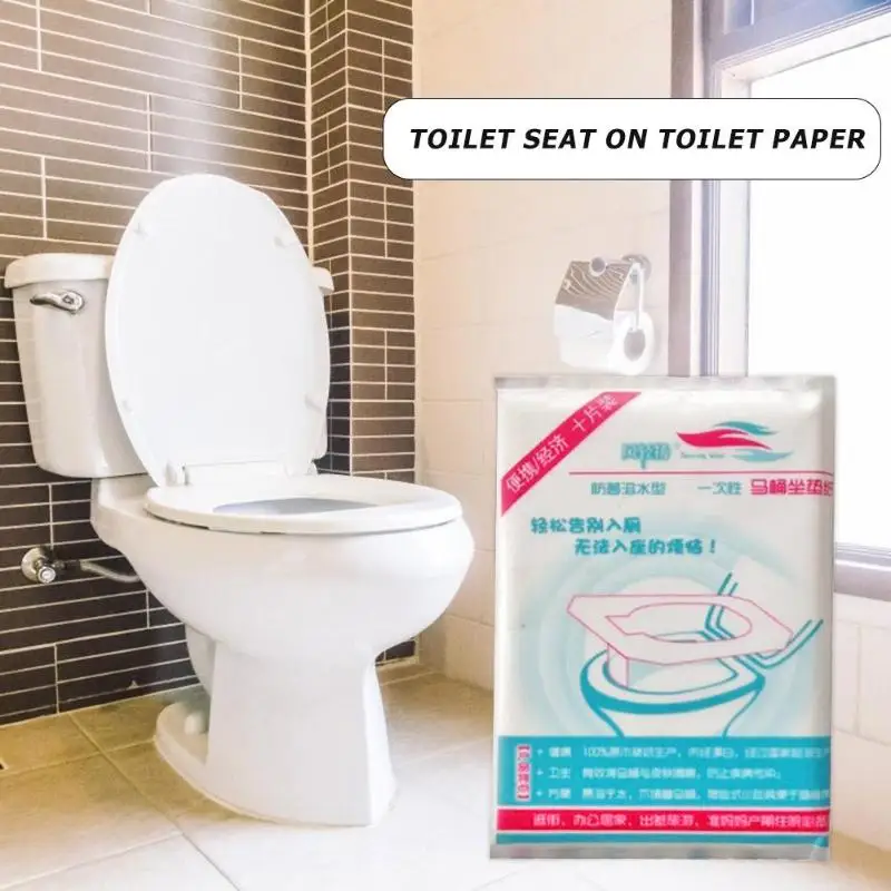 10pcs Disposable Toilet Seat Cover Mat Home Travel Camping Bathroom Toilet Paper Pad Bacteria-proof Cover Bathroom Accessiories
