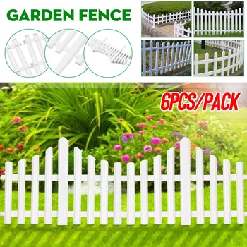 

6Pcs 61cm PVC Plastic Garden Fence Easy Assemble White Ground Type Plastic Fences Courtyard Garden Vegetable Fence Decoration