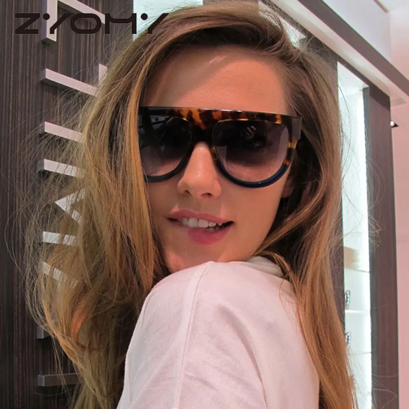 

Gradient Oversized Semicircle Sunglasses Flat On Glasses UV400 Driving Goggles Brand Designer Fashion Eyewear For Men Women
