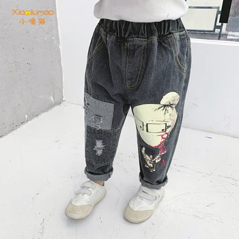 

Graffiti jeans baby girl jeans ripped jeans kids baby boy jean pants girls denim Elastic Waist Jean for children wholesale