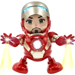 Железный человек фигурка танцующий робот Marvel Мстители одна деталь фигурка игрушка со светом Танцующий Робот Электронные игрушки для детей