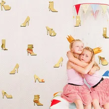 Funlife/Лидер продаж, наклейки на стену для детской комнаты, обувь принцессы на высоком каблуке, декоративные зеркальные наклейки, MM009