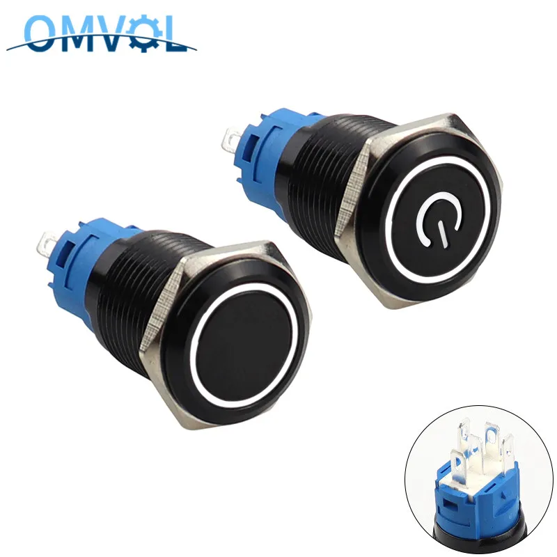 Светодиодный блокирующий 16 мм водонепроницаемый металлический кнопочный