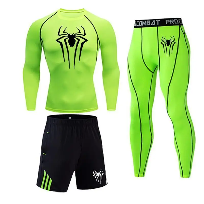 Человек-паук, компрессионные мужские спортивные костюмы, быстросохнущие комплекты MMA, одежда, спортивная рубашка, бегуны, тренировочные костюмы для спортзала, фитнеса, бега