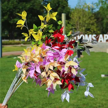 

10P Fake Long Stem Clematis (5 stemspiece) 34.65" Length Simulation Sakura's Leaf for Wedding Home Decorative Artificial Plants