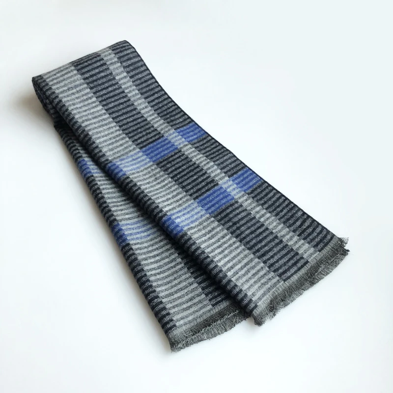Knitted Scarf Classical Men's Winter Plaid Windproof Warm Cotton Shawls Soft Casual Business