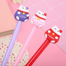 

24Pcs Novelty Pens Lucky Cat Money Cute Gel Pen Funny Kawaii Writing Blue Ink Ballpoint Girl Stationery School Cool Stuff Thing