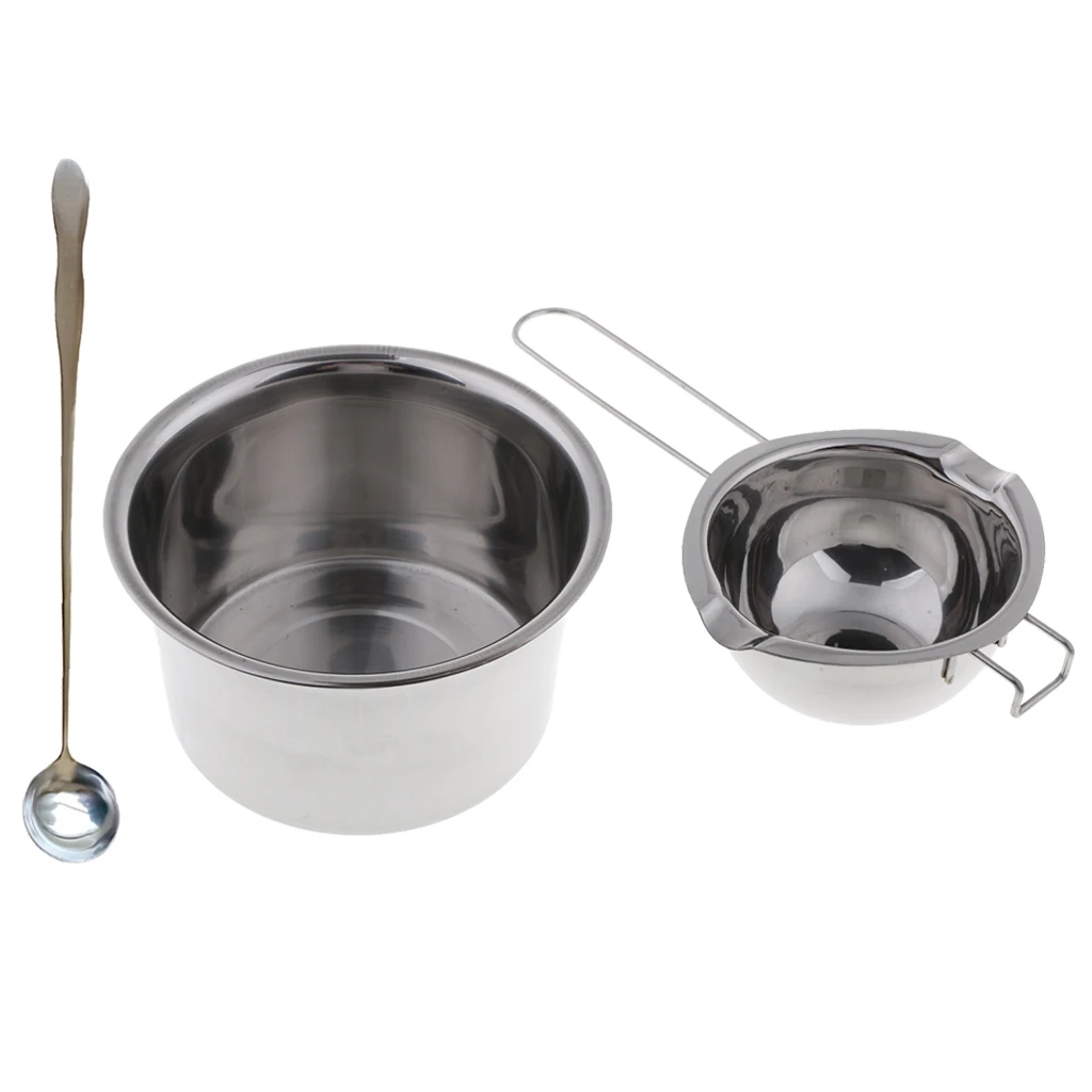 3pcs Stainless Steel Candle Wax Melting Pot Double Boiler Stirring Spoon DIY