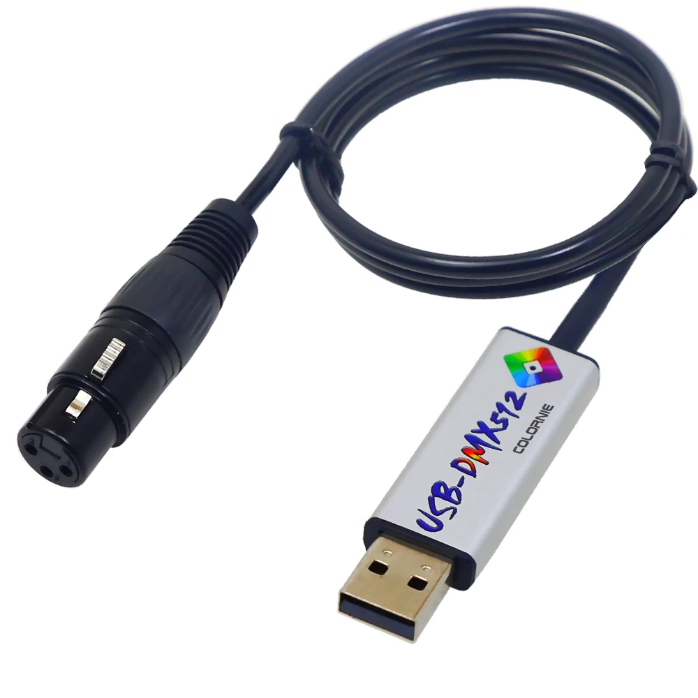 Jhoinrch Câble adaptateur d'interface USB à DMX avec puce FT232RNL – Compatible avec Freestyler, QLC+, Dmxcontrol, Soundswitch, Lightkey, Lightjams