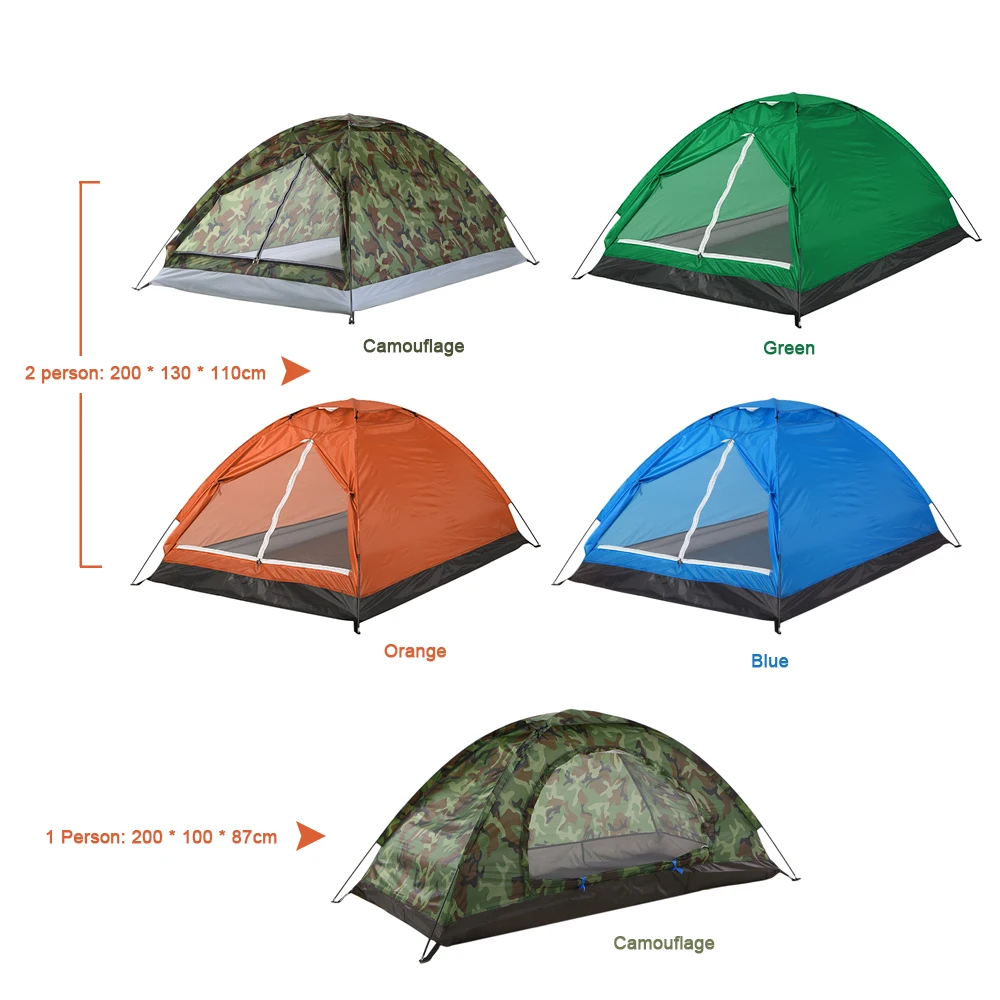 

New Portable Camouflage Camping Tent for 2 Person Single Layer Beach Tent Outdoor Ultralight Tents Outdoor Camping Equipment