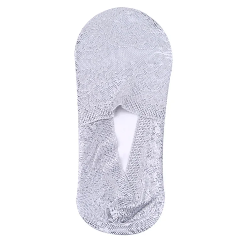 gray 1Pair Women Girls Spring Summer Soft Breathable Cute Lace Flower Short Antiskid Invisible Ankle Comfortable Boat Socks - Цвет: gray