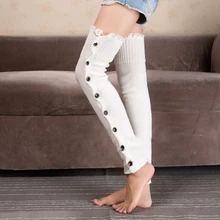 Милые осенне-зимние Рождественские новые кружевные комплекты с пуговицами и пуговицами на коленях; комплекты вязаных носков разных цветов