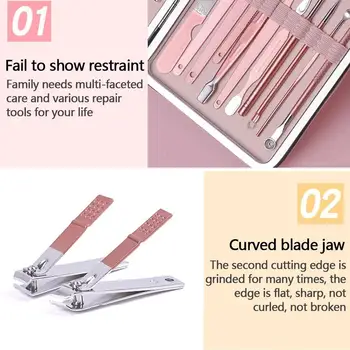 

Multifunctional Nail Clipper Set 7/10/12/16 / 18pcs Nail Set Toe Outdoor Steel Clippers Tools Travel Portable Set Home Stai K6Q7