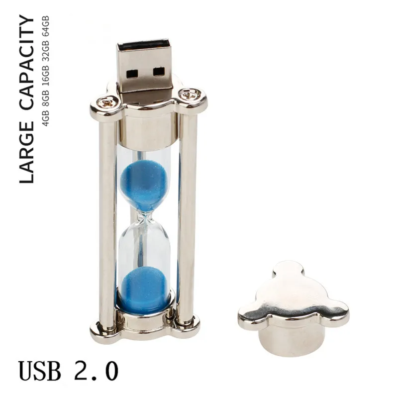 Usb флеш-накопители 4 ГБ, 8 ГБ, 16 ГБ, Usb накопитель, 32 ГБ, 64 ГБ, 128 ГБ, флешка, часы, стекло, песок, стекло, металлическая флеш-карта памяти, 128 ГБ