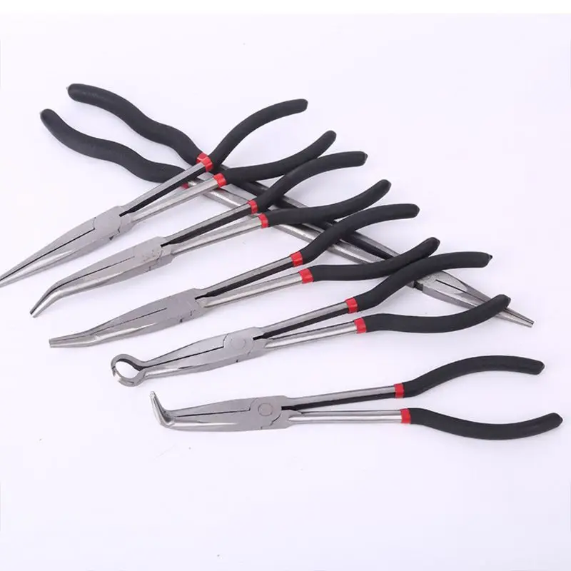 11 Extra Long Reach Nose Duckbill Pliers 90 /45/25 Degree Straight Needle  O-type Multitool Hand Tool Antirust Hardware