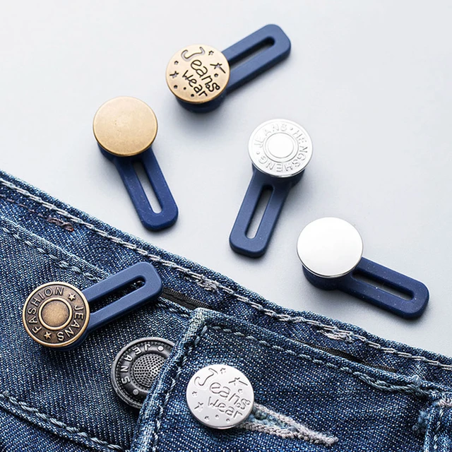 1/5pcs Metal Button Extender for Pants Jeans Free Sewing Adjustable  Retractable Waist Extenders Button Waistband Expander - AliExpress
