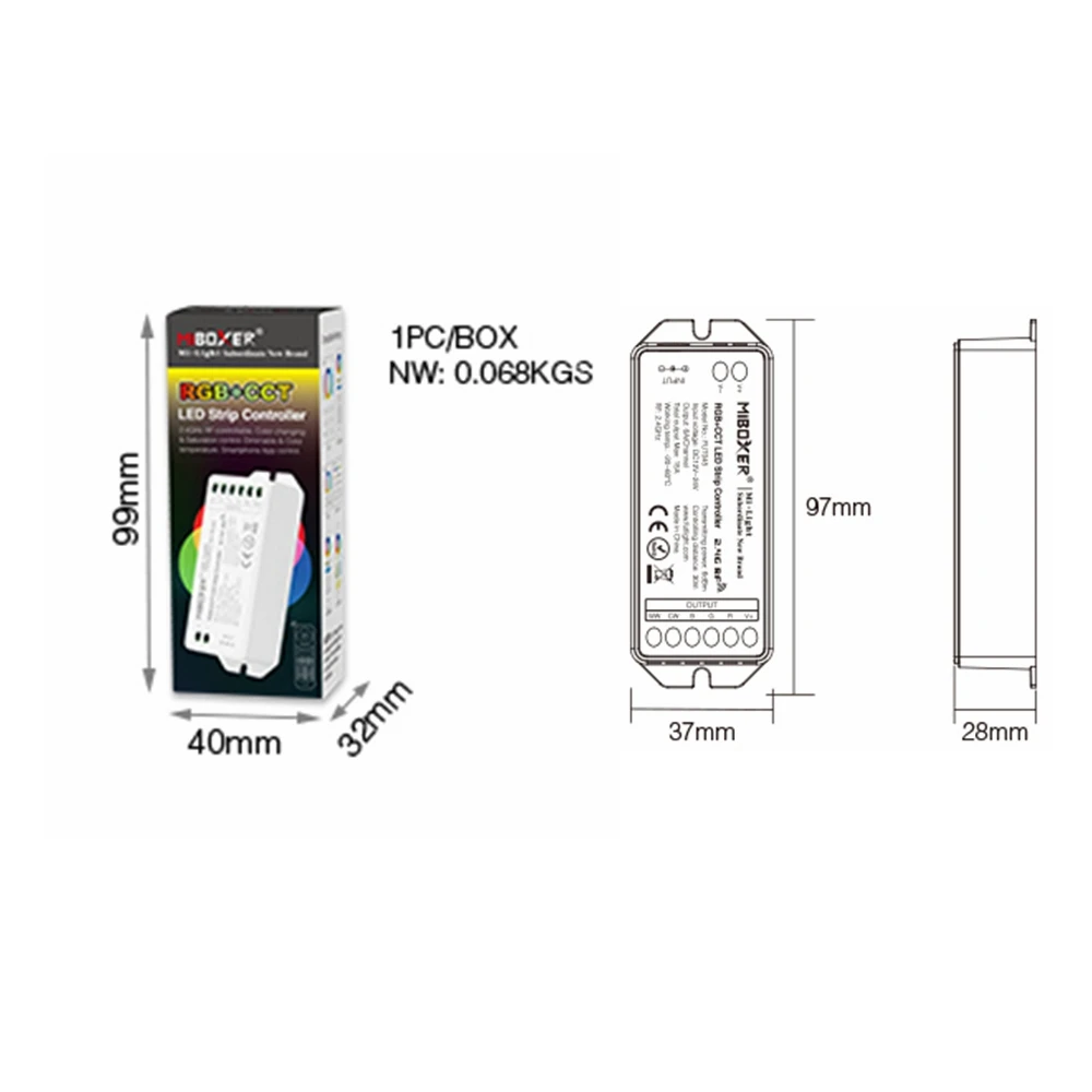 Пульт управления светодиодной лентой Miboxer FUT045 12 В постоянного тока ~ 24 RGB + CCT 2 4 ГГц