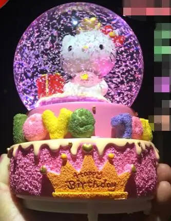 2 YM 720 hellokitty фонарь поворотный Снежинка музыкальная Хрустальная коробка - Цвет: 2