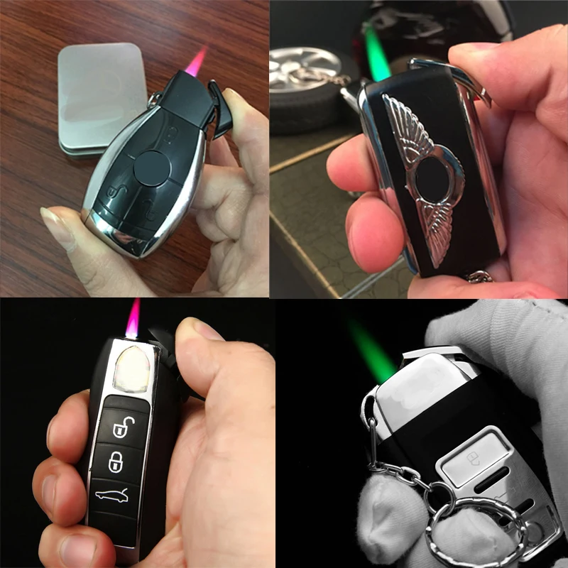 

Unusual New Car Jet Torch Lighter Turbo Butane Gas Inflated Cigar Keychain Lighter Cigarette Windproof Lighter Gadgets For Men