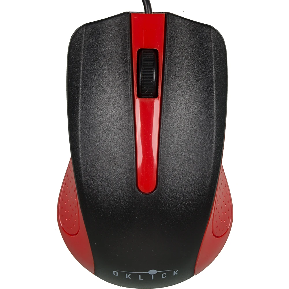Мышь OKLICK 225M, проводная, USB, черный и красный