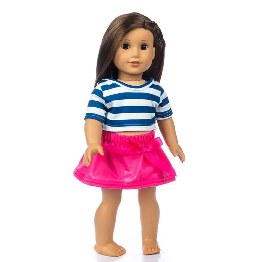 

2020 New Born New Baby 18 inch 43cm Doll Clothes Accessories Blue Plaid Red Dress Suit For Baby Birthday Gift