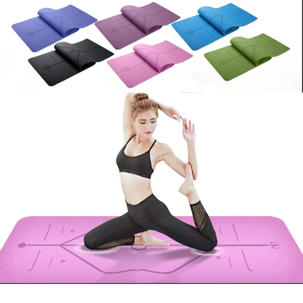 

1830*610*6mm TPE Yoga Mat with Position Line Anti-slip Carpet Mat For Beginner Environmental Fitness Gymnastics Mats Sports Pads