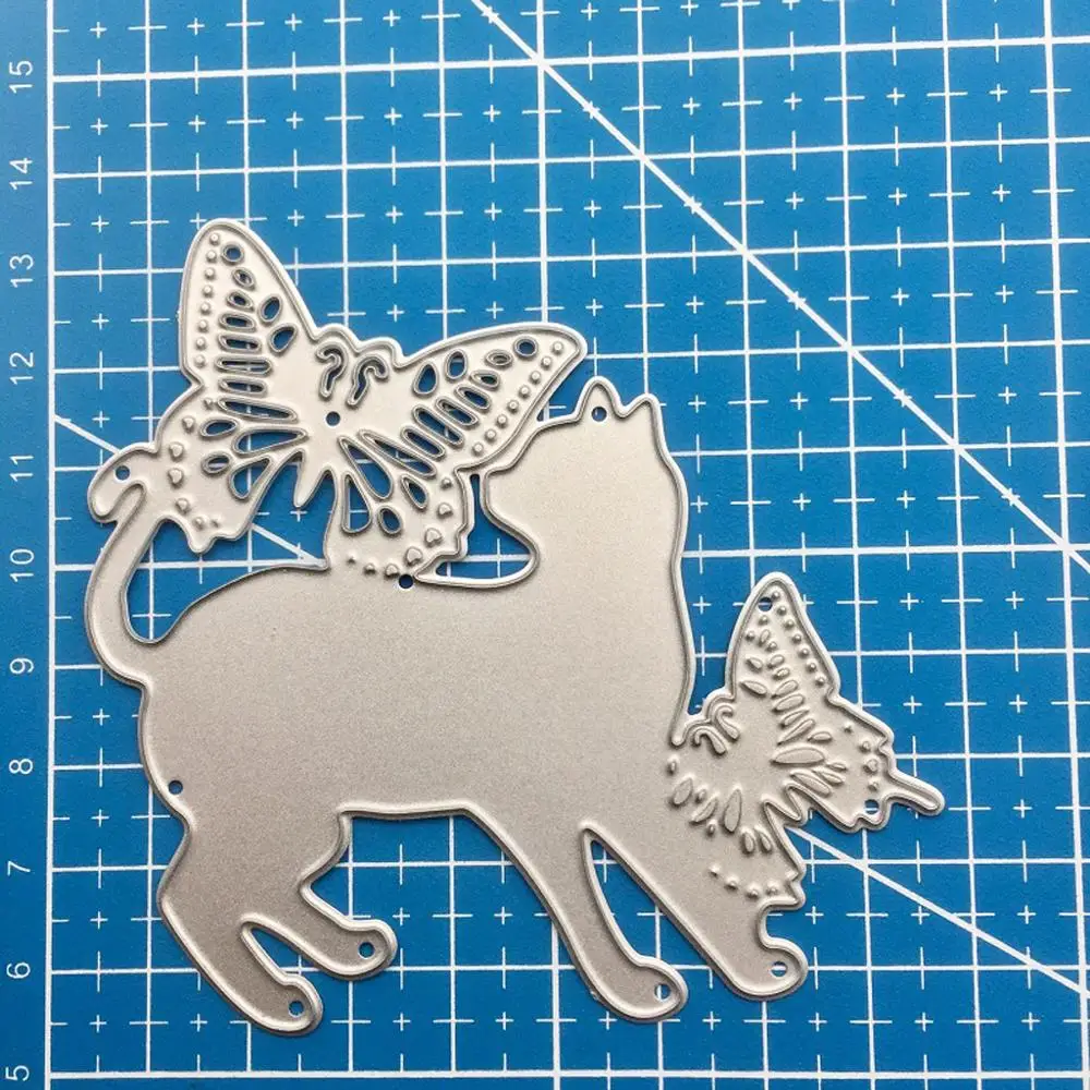 Бабочка кошка металлические режущие штампы Трафаретный Скрапбукинг DIY штамп для альбомов бумажные карты