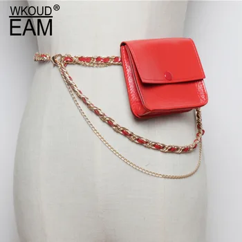 

WKOUD EAM 2020 New Waist Chain Bag Women Fashion Wild Temperament Metal Chain Mini Belt Bag Female Tide PE256