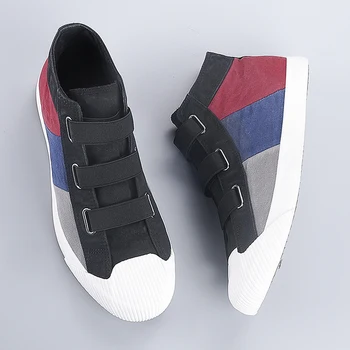 

YITU High Top Men's Vulcanize Shoes Fashion Designer Men Casual Shoes Autumn Breathable Men Canvas Shoes Mixed Color Sneaker
