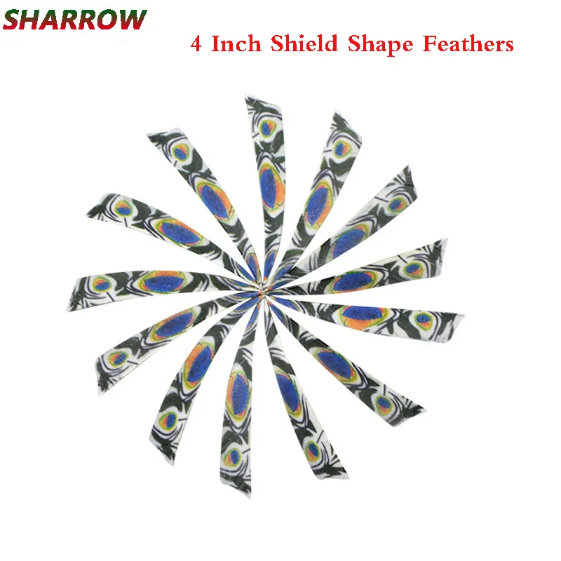 

100Pcs Archery 4 Inch Shield Shape Feathers Right Wing Double Sided Feather For Hunting Shooting Arrow Accessories