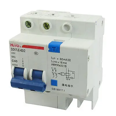 

DZ47LE-63 C40 40A 230V AC 4000A Breaking Capacity 2 Poles Circuit Breaker