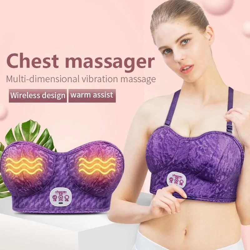 US $23.46 USB Charging Electric Breast Massage Bra Vibration Chest Massager Growth Enlargement Enhancer Breast Heating Stimulator Machine