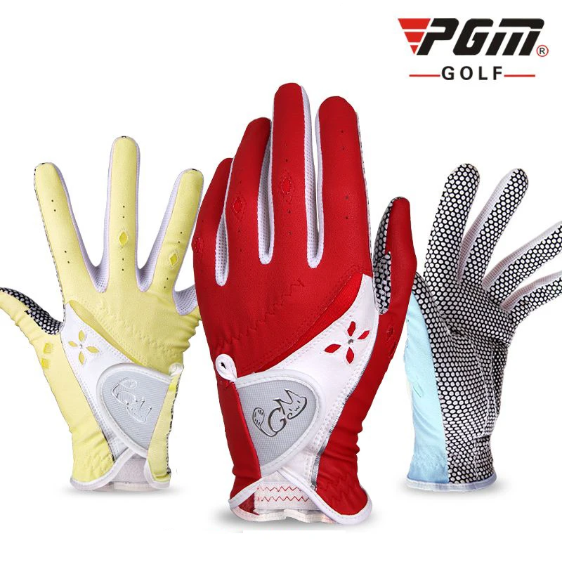 Luvas de Golfe Wearable de Golfe Mulheres Microfibra Senhoras Esquerda – Mão Direita Elástico Slip-resistente Anti-derrapagem Respirável Luvas Pgm