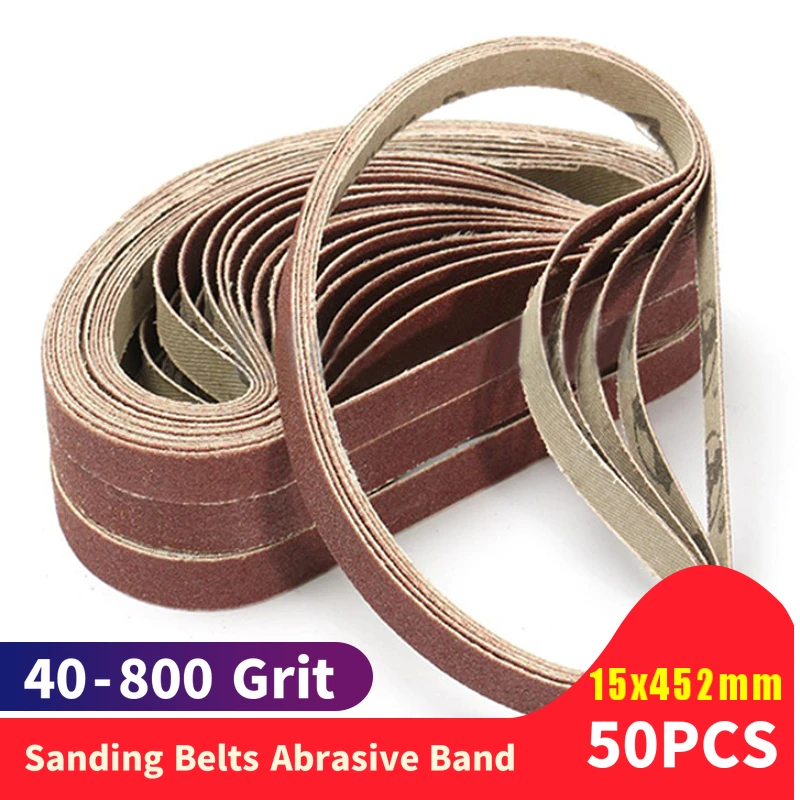 50Pcs/Set 15*452Mm Sanding Belts 40-800Grits Sandpaper Abrasive Bands For Sander Wood Soft Metal Grinding Polishing 50Pcs/Set 15*452Mm Sanding Belts 40-800Grits Sandpaper Abrasive Bands For Sander Wood Soft Metal Grinding Polishing