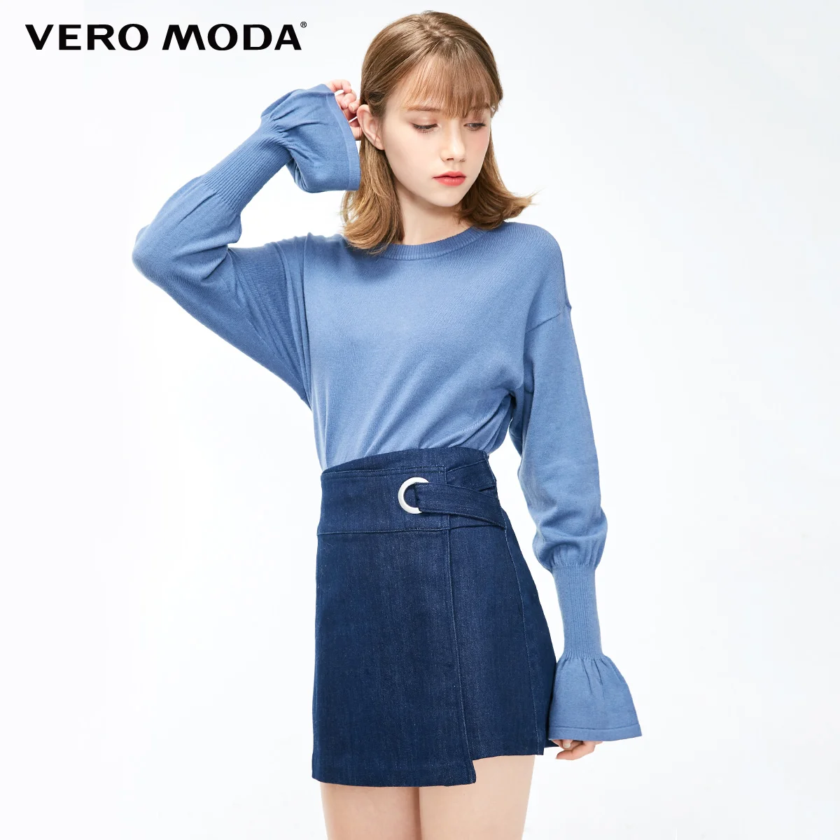 J3E Indigoblue denim Vero Moda женская джинсовая юбка с декоративным кольцом | 319137523 - Цвет: J3E Indigoblue denim