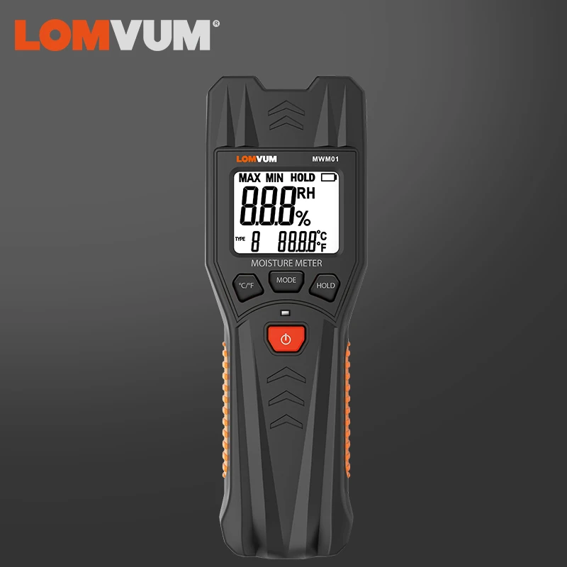 Digital Moisture Meter Wood 2 Pins Different Materials Humidity Tester 0-60% Damp Detector Backlit Screen Wall Hygrometer