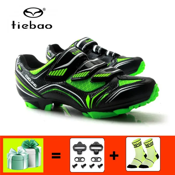 1522 green with gift TIEBAO дышащая обувь для горного велосипеда sapatilha ciclismo гоночный велосипед MTB велосипедная обувь самоблокирующиеся спортивные велосипедные кроссовки - Цвет: 1522 green with gift