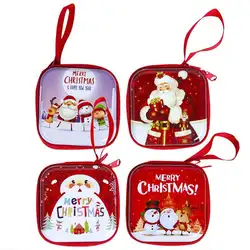 Мультяшная квадратная Рождественская конфетная сумка бумажник кошелек для монет Nacidad Новогодние Детские подарки Рождественские