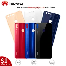 Для Honor8 Задняя стеклянная батарея Корпус Крышка Замена для huawei Honor 8x Honor 8 Lite задняя дверь задний Чехол+ наклейка