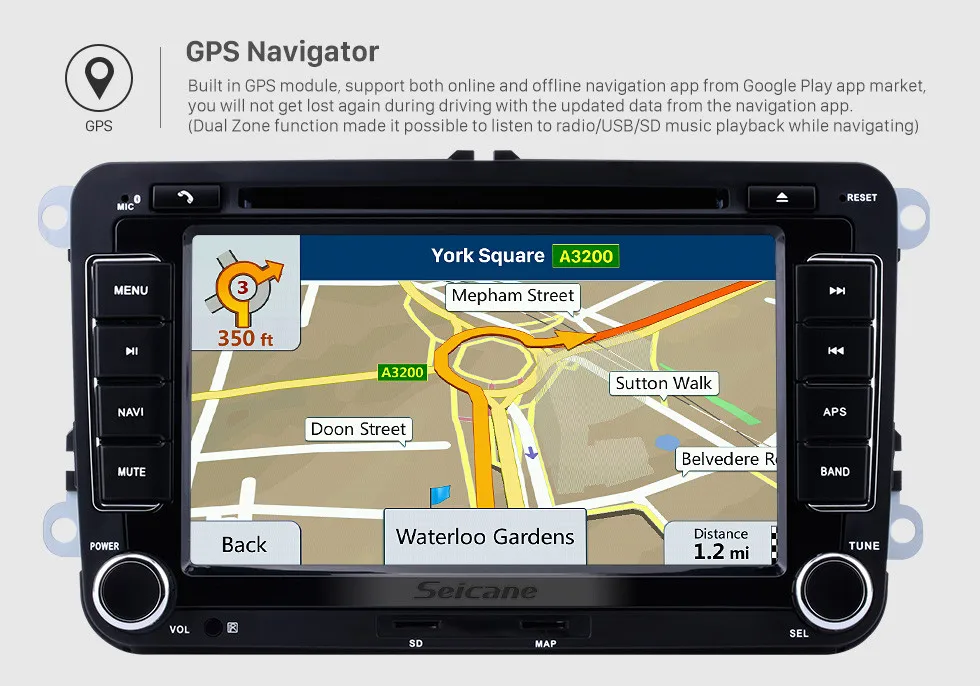 Cheap Seicane 2 din 7" Car DVD Player GPS Navigation For VW Volkswagen Lavida New Beetle 2 Seat  Alhambra Caddy Touran Passat Jetta 13