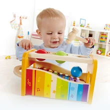 Hape Музыкальные инструменты музыкальные игрушки для детей Hape фунт и кран скамейка с выдвижным ксилофоном-наградами детская игрушка